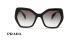 عینک آفتابی کائوچویی پروانه ای پرادا - فریم مشکی و عدسی بنفش طیف دار - عکس از زاویه روبرو