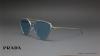 عینک آفتابی فلزی بدنه نقره ای شیشه آبی رنگ پرادا - عکاسی وحدت - زاویه سه رخ