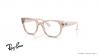 عینک طبی ری بن فریم کائوچویی مربعی با حدقه های بژ شفاف و دسته های کرم رنگ و ضخیم - عکس از زاویه سه رخ