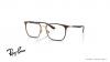عینک طبی ری بن فریم استیل مربعی به رنگ قهوه ای و طلایی - عکس از زاویه سه رخ