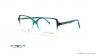 عینک طبی رویه دار سنترواستایل فریم کائوچویی مربعی دو رنگ سبز آبی و شیشه ای  - عکس از زاویه سه رخ
