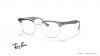 عینک طبی کائوچوی ری بن فریم مربع گرد دو رنگ طوسی شیشه ای - عکس از زاویه سه رخ