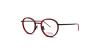 عینک طبی ژان نوول فریم کائوچویی گرد به رنگ قرمز با خطوط مشکی - عکس از زاویه سه رخ