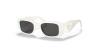 عینک آفتابی پرادا فریم کائوچویی مستطیلی ضخیم به رنگ سفید براق به همراه عدسی خاکستری با دسته های پهن و مثلثی پرادا - عکس از زاویه سه رخ