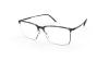 عینک طبی مستطیلی زیرگریف سیلوئت با حدقه طوسی و بدنه تیتانیومی گرافیتی - زاویه سه‌رخ