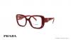 عینک طبی پرادا فریم کائوچویی پروانه ای رنگ قرمز - عکاسی وحدت - زاویه سه رخ